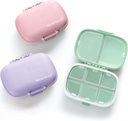 MeACOLIA 3 Pack 8 השוואתי Travel Pill Organer, Daily Pill Case Small Pill Box for Pocket Purse, Portable Pill Container Medicine Organer (Purple, Green, Pink)