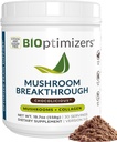 BIOptimizers Mushroom קפה אלטרנטיבי - משקה שוקולד - מליאה של אריה, Chaga, Reishi + Collagen Peptides for Focus, Energy & Gut Health - התאמת Mushrooms & MCT אבקת - 30 משרתים