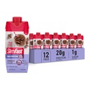SlimFast חלבון שקד, שוקולד- 20 גרם חלבון, החלפת Meal Shake מוכן לשתות, חלבונים גבוהים עם פחמימות נמוכות סוכר נמוך, 24 ויטמינים ומינרלים, 12 ספירה (Pack of 1) (Packing May Vary)