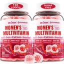 (2 Pack) סוכר חינם Methylated Multivitamin עבור נשים מסטיקנים עם Calcium, D3 K2, Inositol, Folate, Biotin, Iron, ויטמין A, C, E, B Complex - ויטמינים ומינרלים - אנרגיה, Immune, העצם - טבעוני