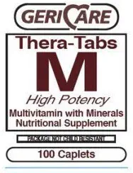 1163913 PT# 621-13 Thera-Tabs M Multivitamin Multimineral Tablets למבוגרים 100 / Bt המיוצר על ידי Geri-Care Pharmaceuticals
