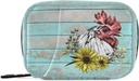 קופסת Pill Box Wooden Roster Sunflower Pill Box 7 Day Pill Case Bag Racing Bager Bager Bag עם Zipper Portable Weekly Case Size קומפקטי עבור תוסף ויטמינים