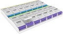 Ezy Dose Weekly (7-Day) Pill Case, Medicine Planner, ויטמין מארגנת Box, 3X-Large Push Button השוואתית, 4 פעמים ביום, Clear Lids, BPA Free
