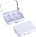 2Pack Pill Box 3 השוואת מצב גלולת גלולות מתכת עם Mirror for Medicine, ויטמינים, שמן Fish ותוספים, תיבת גלולת גלולות עבור Pocket או Purse (White)