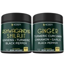 Bundle 5in1 Ashwagandha Shilajit & 5in1 ג'ינג'ר תוסף - תמיכה בלב, עיכול בריאות ו Immune
