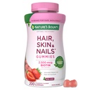 שיער הפתרונות של Nature's Bounty Optimal Solutions Hair, Skin and Nails Pectin Gummies, 2,500 mcg Biotin Per משרת, No Stick Gummy, Vegetarian Formula, Strawberry Flavor, ספירה 200, 100 המשרתים Total המשרתים