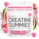 Bear Balanced Creatine Gummies for Men & Women - Creapure® Creatine Monohydrate, L-theanine, L-Tyrosine & B12 עבור צמיחה שרירית, כוח, פוקוס, אנרגיה ובריאות - קלוריות נמוכה, סוכר חינם, & טבעוני