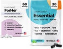 Complement forHer & Essential Vegan Multivitamin Bundle - 30 יום נשים תמיכה אומגה 3, B12, D3, Iron, Folate & More - Energy, Immunity & Hormonal Balance