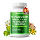 תערובת טבעית של ג'ון 14-in-1 עם Rhodiola Ashwagandha Chamomile Holy בזיל L-theanine ולריאן Passionflower - 150 Count - Made & Tested בארצות הברית