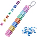 Pill Box Organiser, Portable Weekly Pill Box, 7 Day 1 פעמים ביום השוואת טבליות Tablet Organiser Box, Rainbow Metal Pill Holder Water Proof with Keychain for Outside Travel Camping Work
