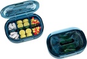 Small Pill Box, Moisture Proof Pill Case, Travel Pill Organer for Pocket Purse, Daily Portable Medicine, Fish Oil, תוסף (כחול)