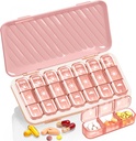 גלולת גלולות 3 פעמים A Day, 7 Day Pill Box - GloDeals Weekly Pill מארגנת, Portable Removable Daily Medicine Container Dispenser Case for Fish Oil Supplement, Pink
