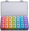 Sukuos Weekly Pill Productionser 3 Times A Day, גדול 7 Day Pill Box Case, מארגנת תרופות שבועיות Box Case, Portable Travel Container for ויטמינים שמן דגים