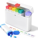 Daviky Pill מארגנת 2 פעמים ביום - קיבולת גדולה שבועית AMPM Box with Heart Latch, 7 Day Travel Pill Case, חמוד תרופות ארגן עבור תרופות, ויטמינים, תוספי מזון