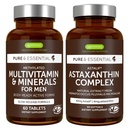 Multivitamin & מינרלים לגברים + Astaxanthin Complex Vegan Bundle, Sustained לשחרר מתקדם Multivitamin + 4 מ"ר Pluvialis טבעי Astaxanthin, על ידי Igennusss