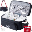 BAGSFY Travel Medicine Bag מארגנת עם מיני תרופות באג, Double Layers First Aid Kit ריקה, Lockable Pill Bottle מארגנת עבור בית, אחסון תרופות גדול, מצב חירום נסיעות.