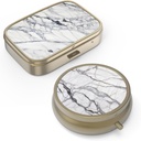 Pill Case Pill Box with Mirror Retro Small Pill Case for Purse or Pocket ברונזה או ויטמינים, שמן דגים, תוספים, Pill Containe Travel Gifts (2PCS)