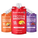 מעצב בריאות חלבון Smoothie, פירות אמיתיים, חלבון 12g, Low Carb, Zero הוסיף סוכר, Gluten-Free, non-GMO, No Artificial Colors or Flavors, Variety Pack, 12 Count