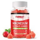 Magnesium Glycinate Gummies - סוכר חינם Magnesium Potassium תוספת עם ויטמין D, B6, CoQ10 עבור Calm Mood & Sleep Support - 60 Strawberry Chews