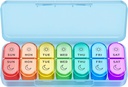 מארגנת גלולות שבועיות 2 פעמים ביום - AM PM Pill מארגנת עם 7Daily Color-coded Small Cases, Morning and Night Travel Pill Cases עבור ויטמינים, תרופות ותוספים