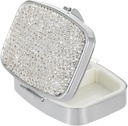 Pocket Pharmacy Bling 2 השוואתי רפואה מאורגנתer Small Piller Travel Pill Box Case for Purse Square ויטמין Holder for Pocket(Silver)