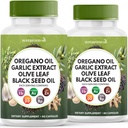 שמן Oregano, Garlic Extract, אוליב, Black Seed Oil, Astragalus-Immune Support & Digestive Health Supplement for Women and Men- 120 Count