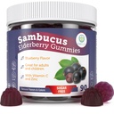 Purify Life Sugar-Free Elderberry Gummies עם ויטמין C & Zinc למבוגרים ולילדים, Immune Support Supplement for Respiratory Health, Sambucus Elderberry Antioxidant Gummies - טבעוני, הרוזן 90