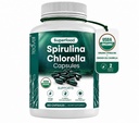 Teaveli אורגני Spirulina ו Chlorella קפסולות - 180 Chlorophyll Pills, Blue Green Algae אבקת קפסולות כדי לתמוך Detox, Mitochondria & אנרגיה - 3X יותר Chlorella Spirulina / המשרתת אבקת אלגה ירוק כדי לתמוך Detox, Mitochondria & אנרגיה - 3X יותר Chlorella Spirulina / המשרתת