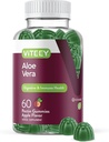 Viteey Aloe Vera Gummies עבור מבוגרים - 50 מ"ג - איידס בבריאות העיכול ו Immune - Aloe Vera תוסף - טבעוני, Gelatin חינם, Gluten Free, GMO חינם, Tasty Chewable Raspberry Flavored חניכיים