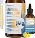 High Power Liposomal Magnesium Drops, בקלות Absorbed Chelated Forms of Magnesium Bisglycinate ו Magnesium Gluconate, 60ML Lemon Flavored נוזל טיפות
