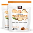 Power Factor Modern Mushrooms Soft Chews, תוסף Mushroom עם Lions Mane, טורקיה Tail, ו- Cordyceps כדי לתמוך באנרגיה, חסינות, ו העיכול, Cinnamon Roll, 120 צ'אדות רכות, 2Pack.