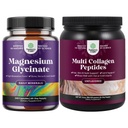 Bundle של High Absorption Magnesium Glycinate קפסולות עבור Calming Sleep Plus שריר העצם & Nerve תמיכה אבקה חלבון רב קולגן עבור נשים וגברים - שיער עור וציפורים ויטמינים