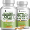JB Wellness Oregano שמן, Garlic Extract, אוליב Leaf, עם Astragalus - Immune Support & Digestive Health Supplement for Women and Men - 120 Count