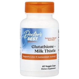 Doctor's Best Glutathione + Milk Thistle, תומך בפעילות Liver & Antioxidant, non-GMO, Gluten Free, Soy Free, טבעוני 60 Veggie Caps