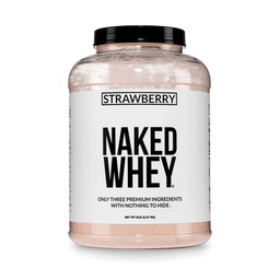 NAKED Strawberry חלבון - All Natural Grass פד אבקת חלבון Whey + Dried סטרוגרס + קוקוס סוכר- 5lb Bulk, GMO-Free, Soy Free, Gluten Free