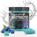 אלקטרוליטים מסטיקנים ללא סוכר, 120 חניכיים Chewable אלקטרוליטיות עם 6 אלקטרוליטים עבור רציפות וספורט אנדורנס, רענון כחול פטל, הידרה אלקטרוליטטה צ'ws, 1 Pack