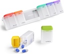 מארגנת גלולות שבועיות מגנטיות, Removable Pill Box 7 יום אחד ביום, נסיעות תיקי גלולות גדולות, שבוע לאחר דיילי תרופה Dispenser, תרופה Container Holer עבור ויטמין, לבן