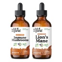 Wild & Organic Immune Mushroom Tincture 4 fl oz & Lion's Mane Tincture 4