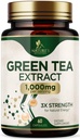 כריות תה ירוקות 1000 מ"ג - סטנדרטיזציה 45% EGCG & 98% Polyphenols - 3X חיזוק גלולות תה ירוק עבור אנרגיה טבעית - תמיכה בריאות הלב, תוסף צמחי, טבעוני, non-GMO - 60 קפסולות