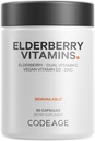 Codeage Elderberry ויטמינים - Organic Fermented Elderberry Band, ויטמין C מ AScorbic Acid & אורגני Acerola צ'רדס, ויטמין D3, Zinc, Sambucus Berries - 90 קפסולות