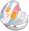 Nipichsha Pill Box, Small Pill Case for Purse & Pocket, Cool Travel Medicine מארגנת, Portable Medicine Container Holder to Hold ויטמינים, תרופות, שמן דגים ותוספים, A01-Art Pattern
