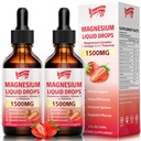 2 Pack Magnesium Glycinate נוזל טיפות, 1500 מ"ג מגנזיום נוזל תוספת עם ויטמין B6, D3, L - Theanine, אומגה3, Support Night, השרירים, העצם, Mood, Strawberry Flavor - 4 Fl Oz (120 מ"ל) בקבוק
