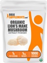 BulkSupplements.com Organic Lion's Mane Mushroom אבקת - Lions Mane תוספת אבקה, Lion's Mane Extract - תוסף Mushroom, 1000 מ"ג למשרת, 5kg (11lbs) (Pack of 5)