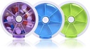 גלולת גלולות שבועית 3PCS,INVODA Pill Case 7 Day 3 Times Medicine Pill Dispenser, Push Button Rotate Pill Planner עם 7 השוואתים (3 קבוצות)