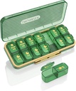 גלולת גלולות 2 פעמים ביום, 7 יום Am Pm Pill Box - Acedada Weekly Pill מארגנת עם Container בנפרד, Portable Daily Medicine Planner Dispenser Case for ויטמין, שמן דגים, תוספי מזון ירוק