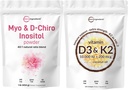 Micro Ingredients ויטמין D3 10,000iu + K2 200mcg קוקוס שמן Softgels & Myo & D-Chiro Inositol אבקת Bundle 2 Pack | ויטמינים חיוניים | Inositol תוסף לנשים