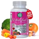 מזון שלם Multivitamin לנשים נשים מרובות ויטמין עם Folate, B12 Methyl, ויטמינים, מינרלים, פרוביוטיקה ואומגה, טבעוני, non GMO- 90 קפסולות (1)