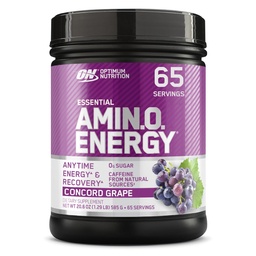 Optimum Nutrition Amino Energy - Pre Workout with Green Tea, BCAA, Amino Acids, Keto Friendly, Green Coffee Extract, אבקת אנרגיה - קונקורד Grape, 65 משרתים (Packaging May Vary)