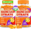מגנזיום Citrate Gummies - Magnesium Citrate with Ashwagandha & L-theanine, High Absorption Calm Gummies, Magnesium Citratemy for Calm, Rest, Nerve, שריר, 120 ספירות