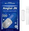 קפסולות ריקות גודל 000 - Clear Fillable Vegan קפסולות (100 Count) גודל של 000 קפסולות ריקות עם שני מיקרו מעבדה Spoons, - Veggie קפסולות ריקות עבור תוספי DIY משלך